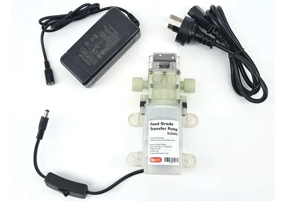 Kegland Super Sucker - Pump (1/2" BSP) med nätdel och av/på-brytare (EU-kontakt)