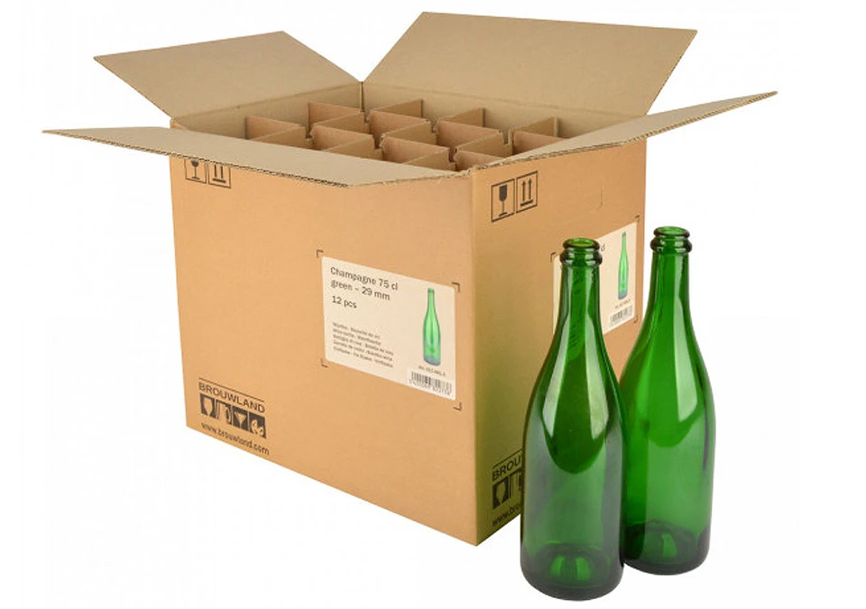 Wine Bottle Champagne Green 75cl 29mm 12-pack
